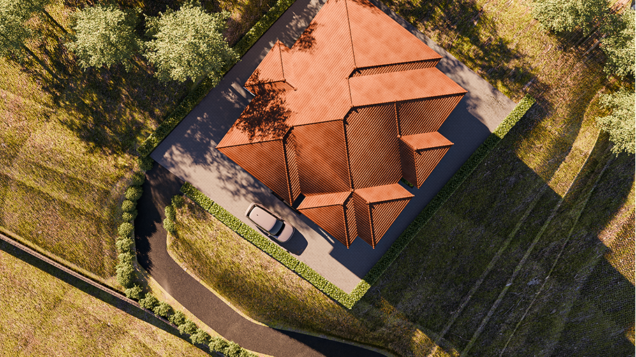 3D render exterior dusk