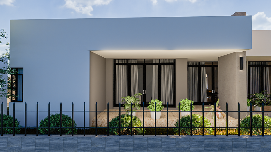3D render night view