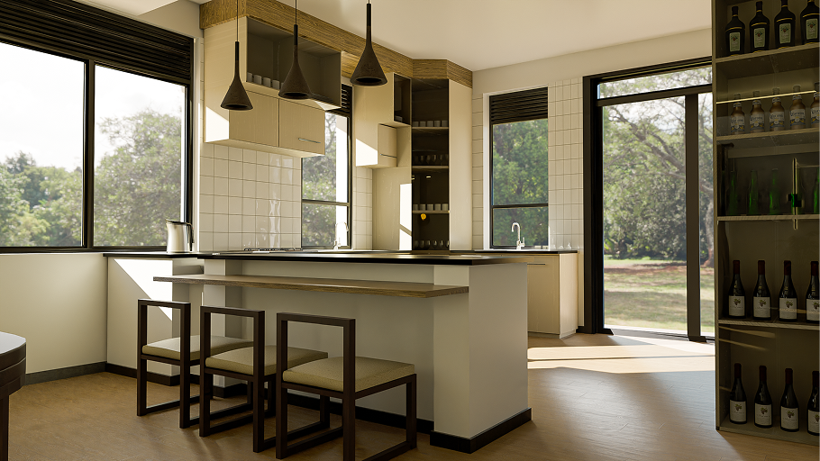 3D render living area