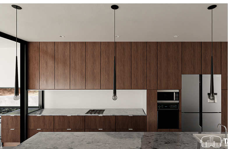 Modern kitchen interior 3D render